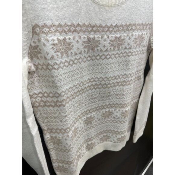 Talbots Sweater Ivory Gold Sparkle Fair Isle Small Snow Flake - Picture 3 of 8